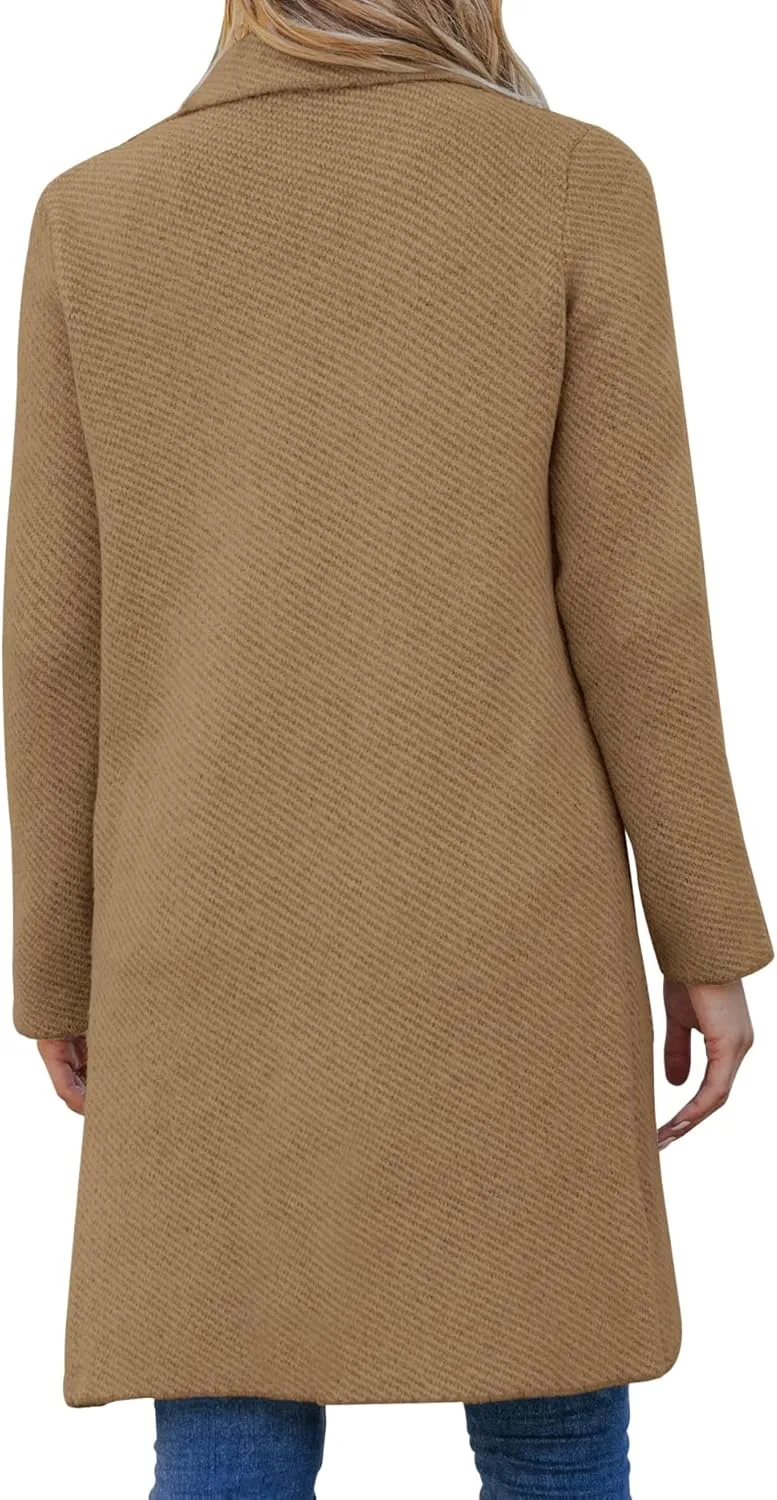 Womens Open Front Knit Cardigans Long Sleeve Casual Button Down Sweater Coat with Pockets