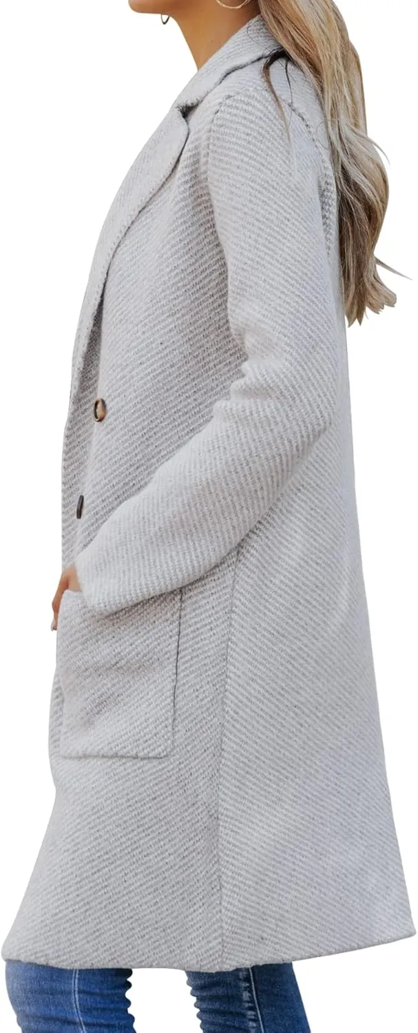 Womens Open Front Knit Cardigans Long Sleeve Casual Button Down Sweater Coat with Pockets