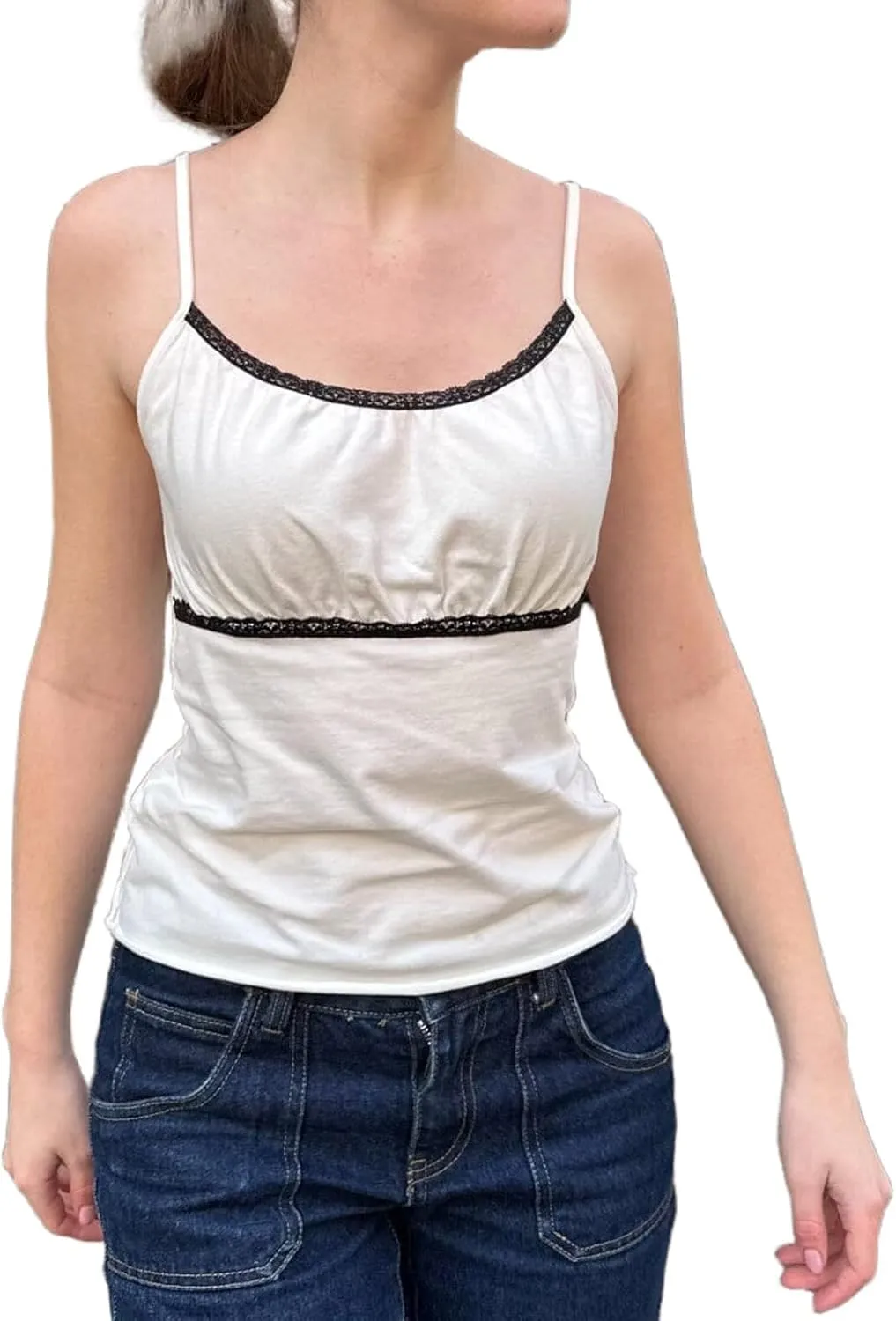 Womens Sexy Cami Stretchy Spaghetti Strap Camisole Tank Top Y2k Going Out Slim Corset Sleeveless Shirt Crop Tops