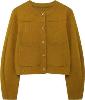 Yimoon Womens Casual Cropped Cardigan Sweater Button Down Long Sleeve Chunky Knitted Cardigan Outwear