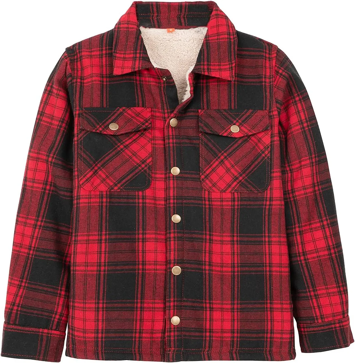 ZENTHACE Toddlers and Kids Boys Girls Sherpa Lined Snap Flannel Shirt Jacket,Cozy Plaid Flannel Shacket (Gender-Neutral)