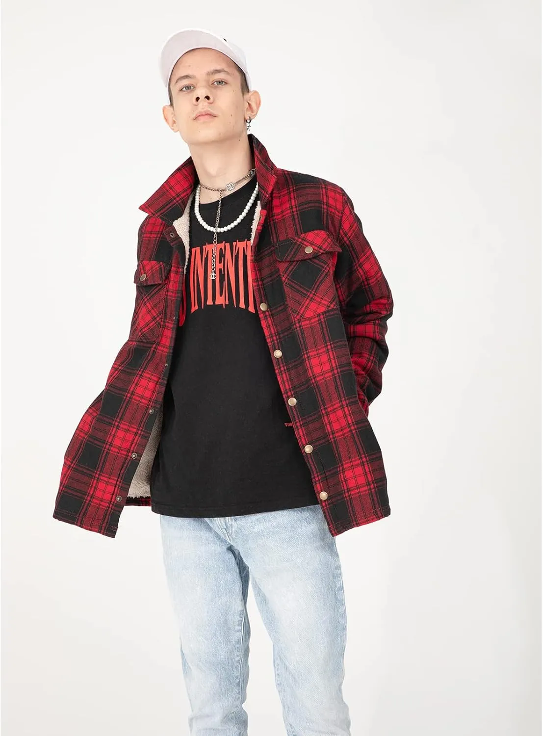 ZENTHACE Toddlers and Kids Boys Girls Sherpa Lined Snap Flannel Shirt Jacket,Cozy Plaid Flannel Shacket (Gender-Neutral)