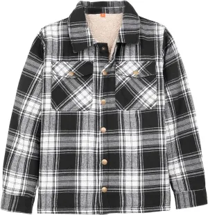 ZENTHACE Toddlers and Kids Boys Girls Sherpa Lined Snap Flannel Shirt Jacket,Cozy Plaid Flannel Shacket (Gender-Neutral)