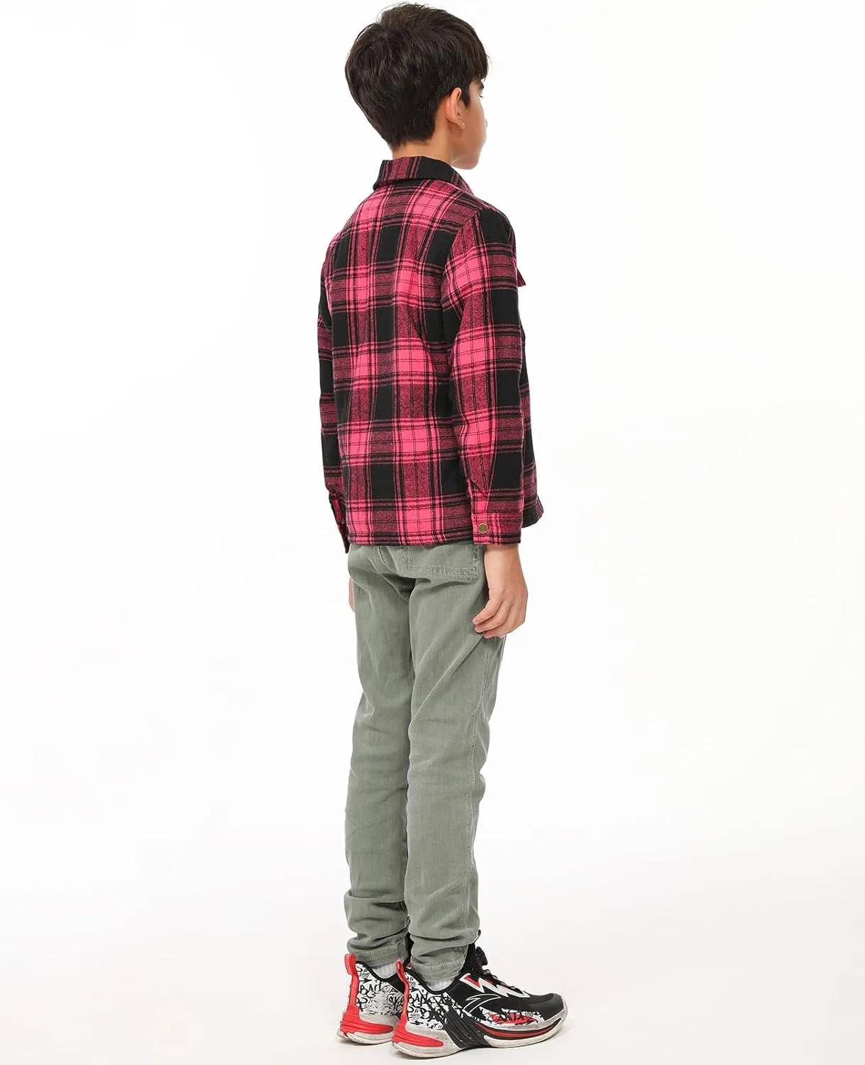 ZENTHACE Toddlers and Kids Boys Girls Sherpa Lined Snap Flannel Shirt Jacket,Cozy Plaid Flannel Shacket (Gender-Neutral)
