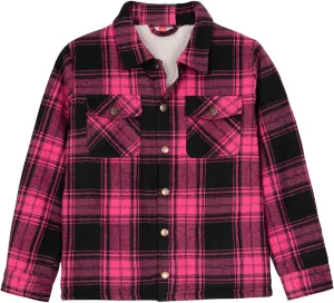 ZENTHACE Toddlers and Kids Boys Girls Sherpa Lined Snap Flannel Shirt Jacket,Cozy Plaid Flannel Shacket (Gender-Neutral)