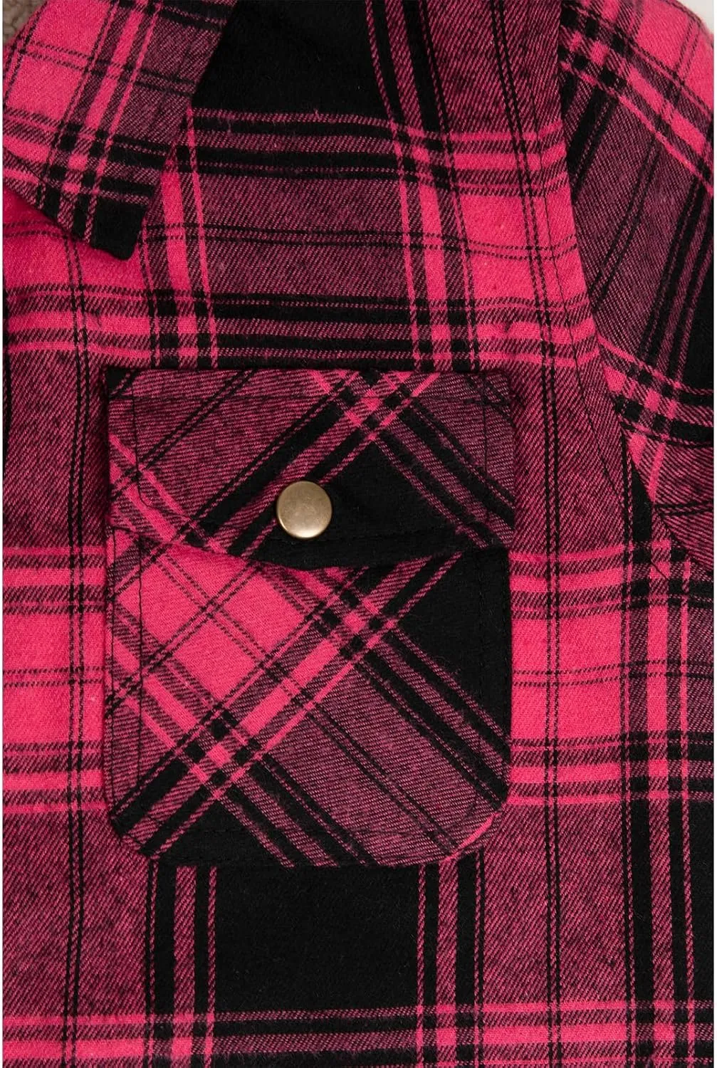 ZENTHACE Toddlers and Kids Boys Girls Sherpa Lined Snap Flannel Shirt Jacket,Cozy Plaid Flannel Shacket (Gender-Neutral)
