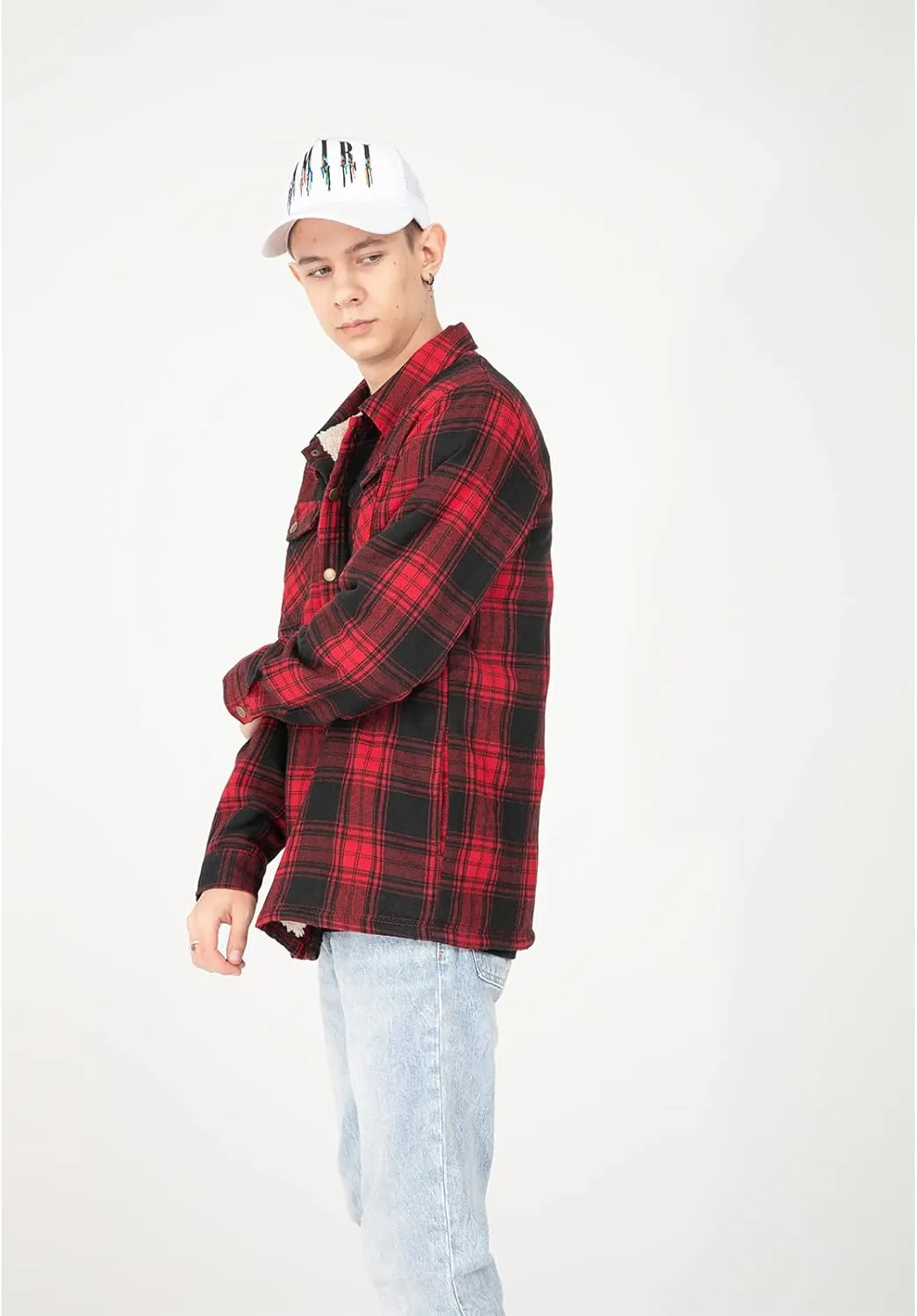 ZENTHACE Toddlers and Kids Boys Girls Sherpa Lined Snap Flannel Shirt Jacket,Cozy Plaid Flannel Shacket (Gender-Neutral)