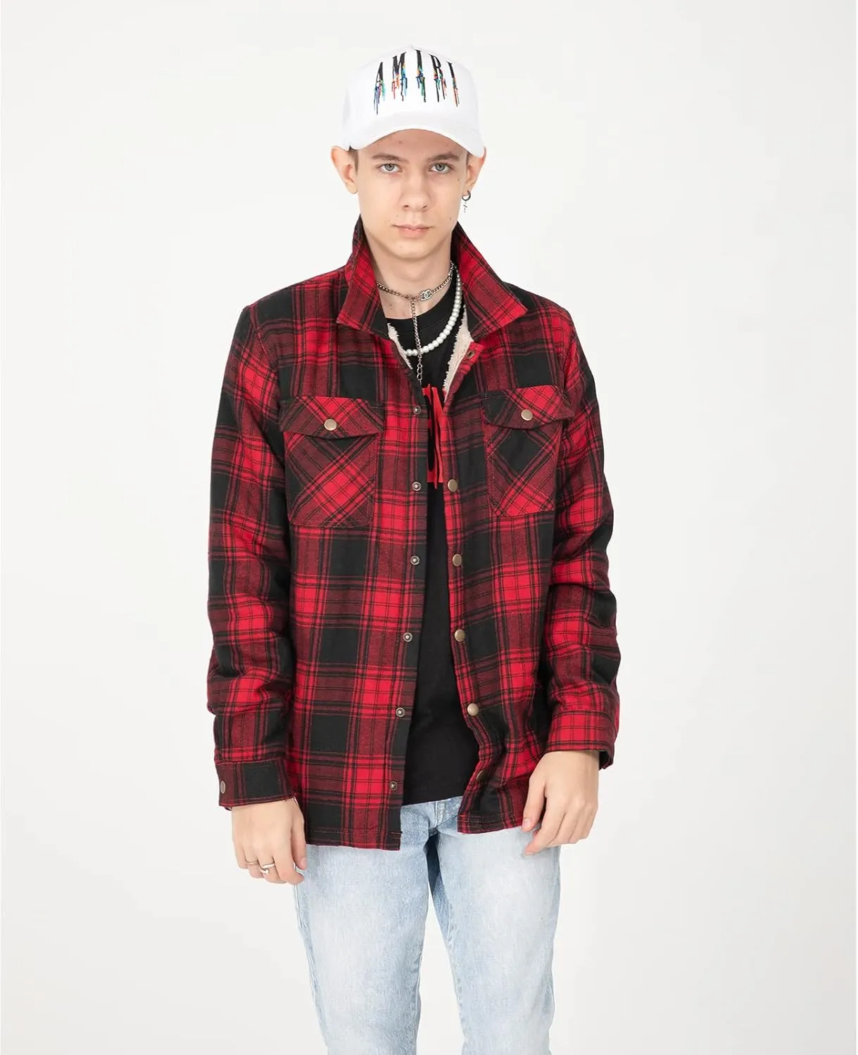 ZENTHACE Toddlers and Kids Boys Girls Sherpa Lined Snap Flannel Shirt Jacket,Cozy Plaid Flannel Shacket (Gender-Neutral)