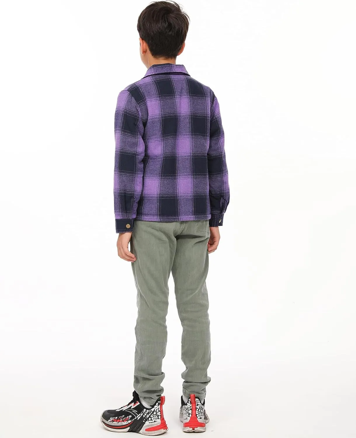ZENTHACE Toddlers and Kids Boys Girls Sherpa Lined Snap Flannel Shirt Jacket,Cozy Plaid Flannel Shacket (Gender-Neutral)