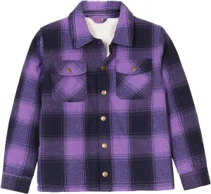 ZENTHACE Toddlers and Kids Boys Girls Sherpa Lined Snap Flannel Shirt Jacket,Cozy Plaid Flannel Shacket (Gender-Neutral)