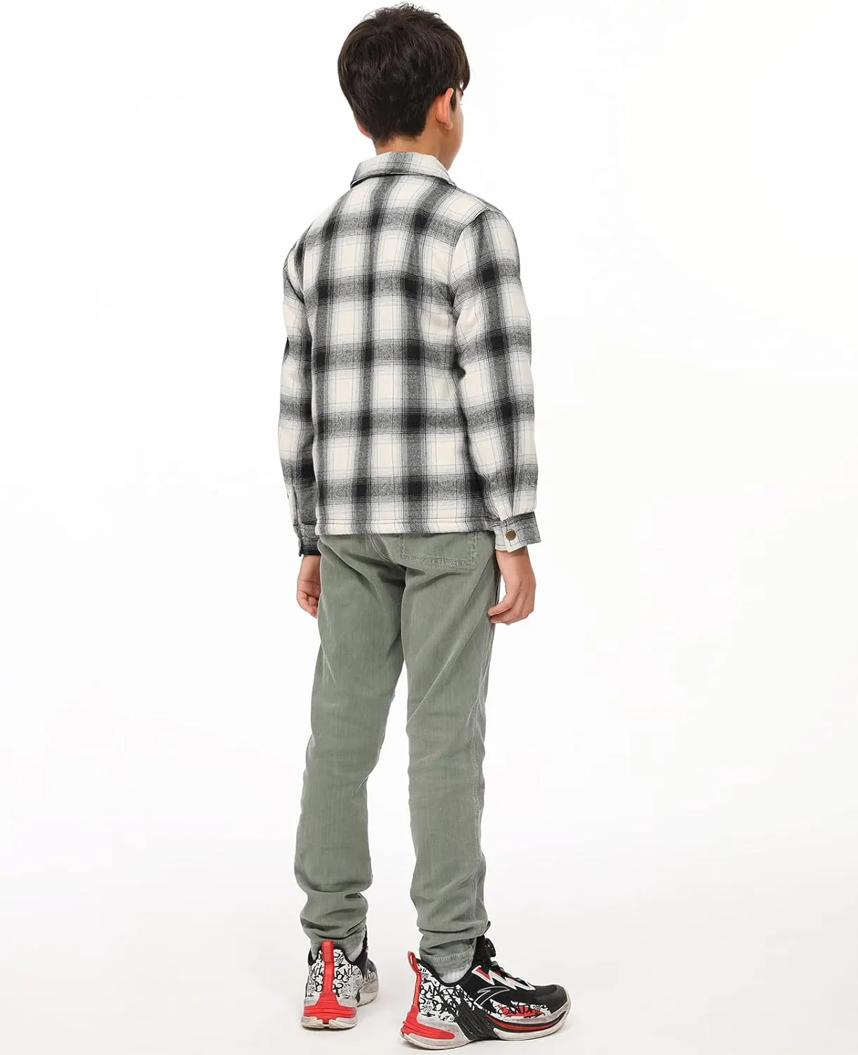 ZENTHACE Toddlers and Kids Boys Girls Sherpa Lined Snap Flannel Shirt Jacket,Cozy Plaid Flannel Shacket (Gender-Neutral)