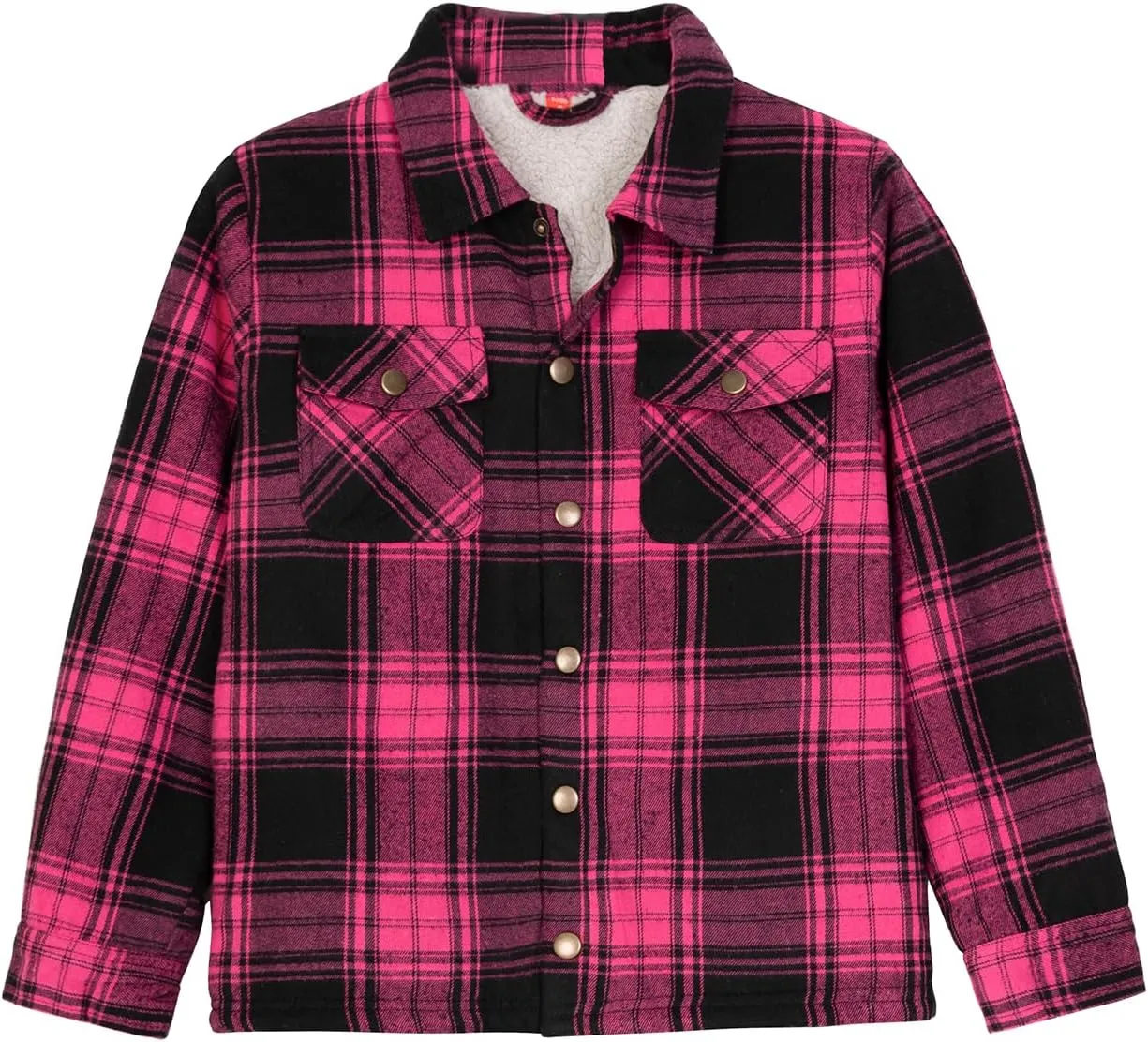 ZENTHACE Toddlers and Kids Boys Girls Sherpa Lined Snap Flannel Shirt Jacket,Cozy Plaid Flannel Shacket (Gender-Neutral)