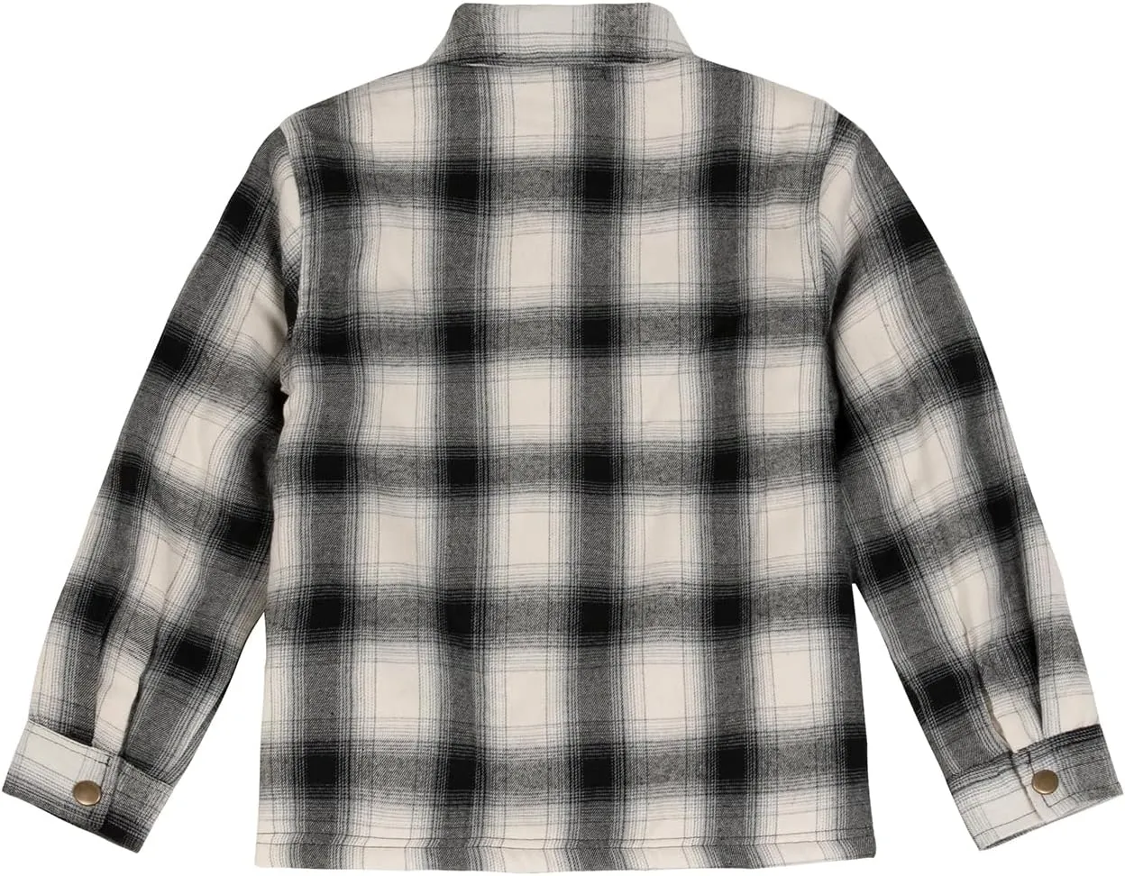 ZENTHACE Toddlers and Kids Boys Girls Sherpa Lined Snap Flannel Shirt Jacket,Cozy Plaid Flannel Shacket (Gender-Neutral)