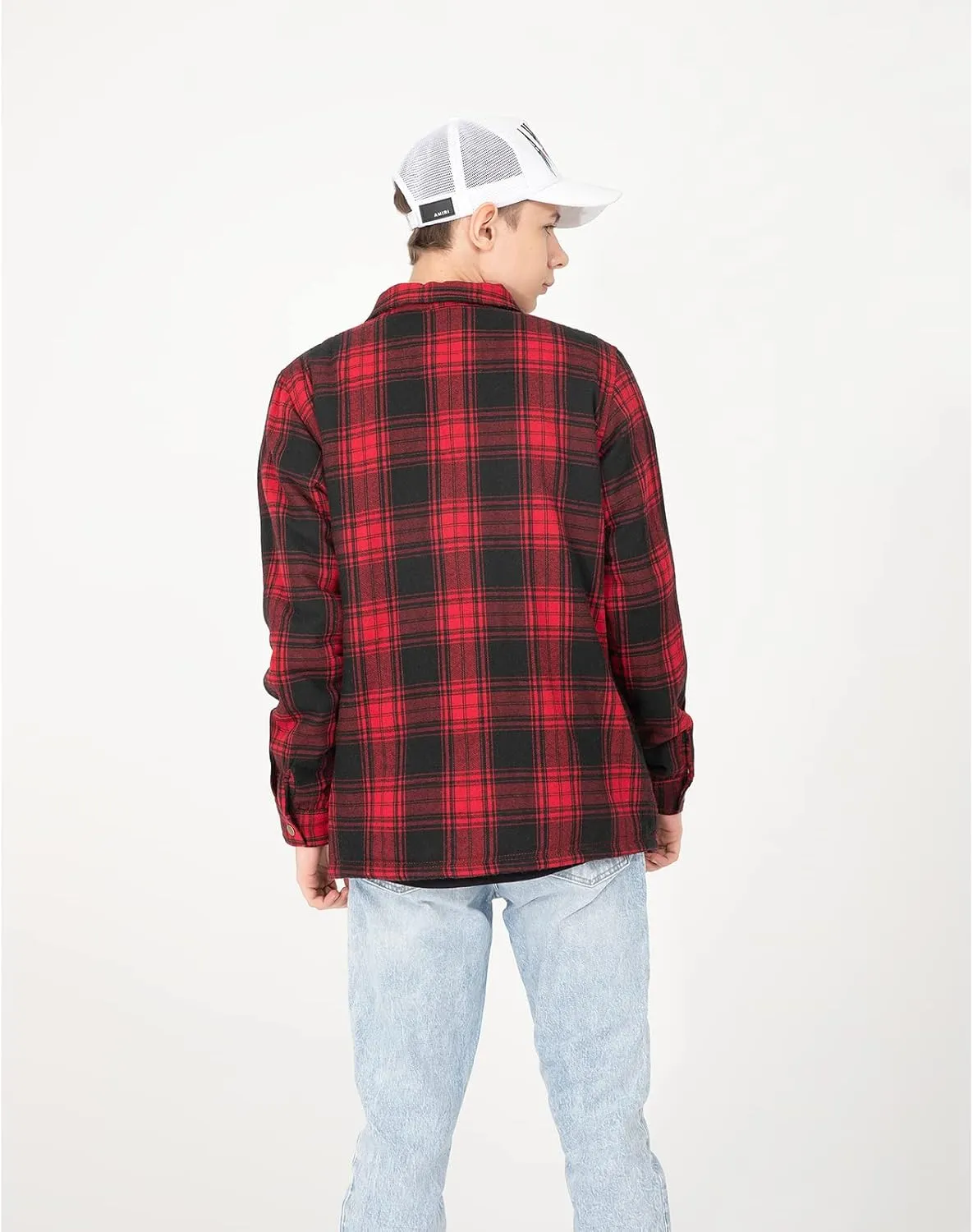 ZENTHACE Toddlers and Kids Boys Girls Sherpa Lined Snap Flannel Shirt Jacket,Cozy Plaid Flannel Shacket (Gender-Neutral)