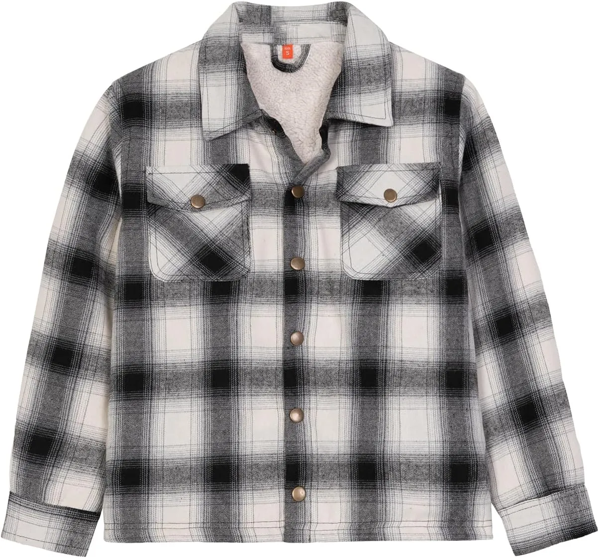 ZENTHACE Toddlers and Kids Boys Girls Sherpa Lined Snap Flannel Shirt Jacket,Cozy Plaid Flannel Shacket (Gender-Neutral)